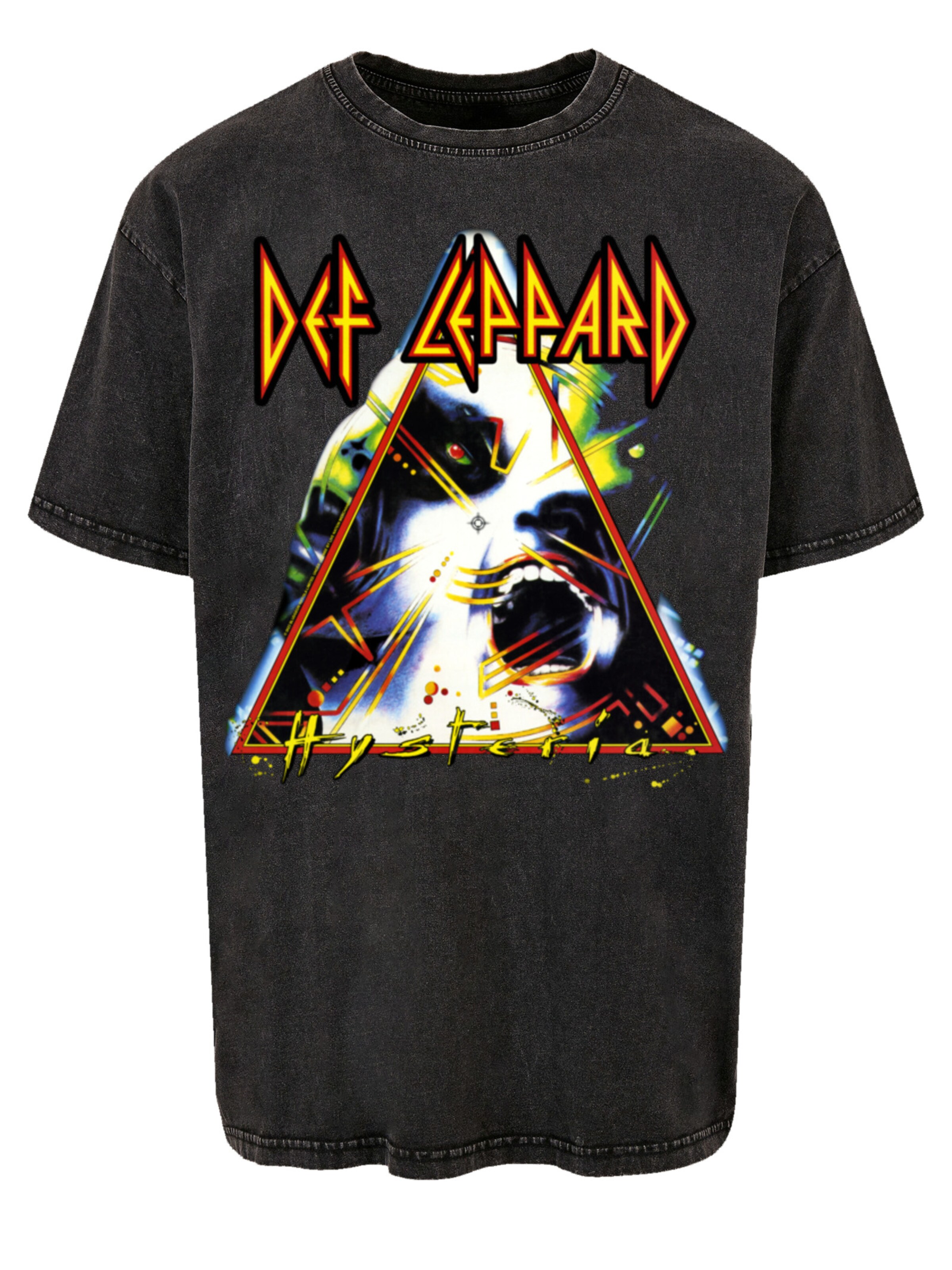 F4NT4STIC Shirt 'Def Leppard Hysteria' in Zwart: voorkant