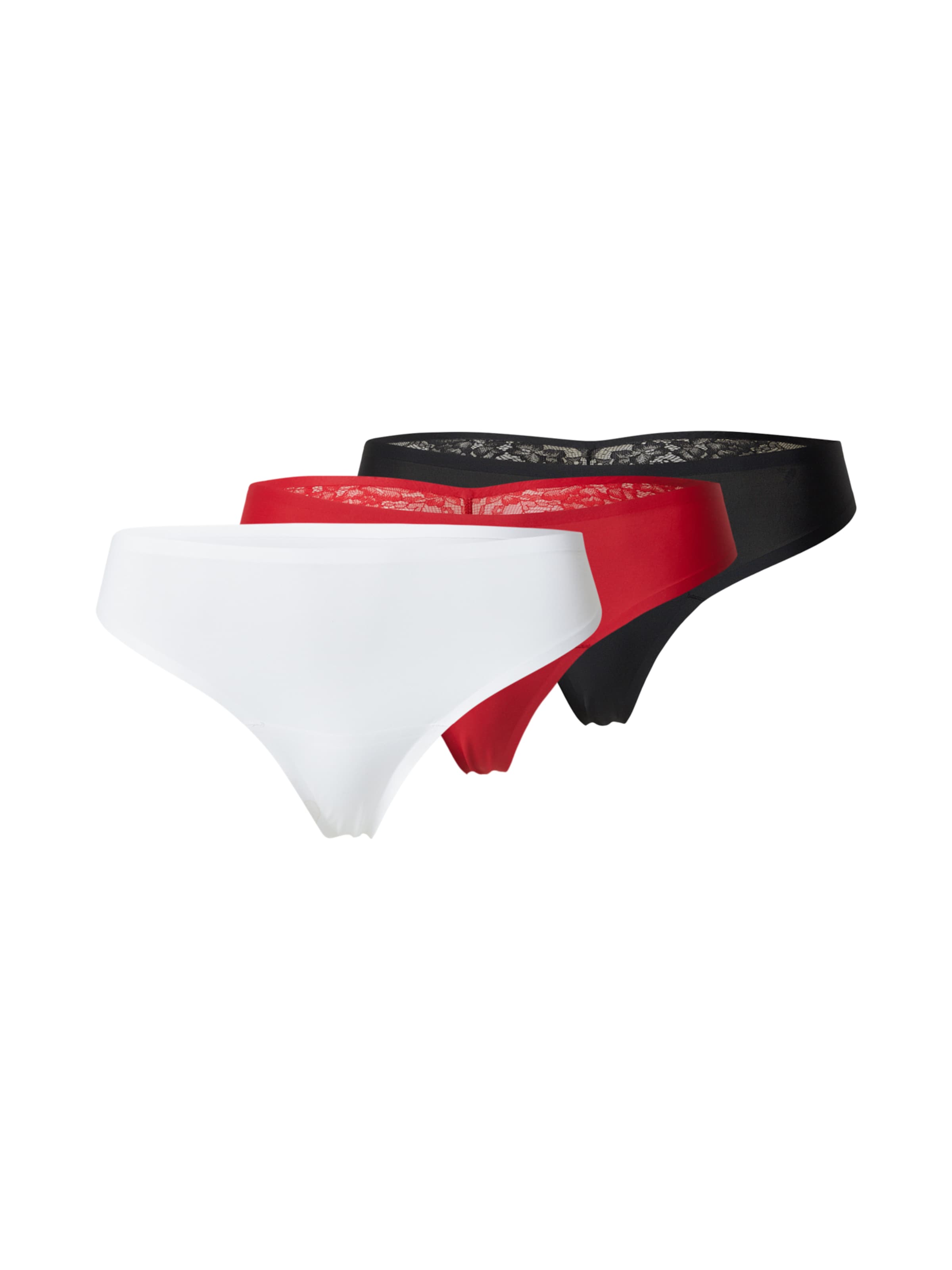 Hunkemöller String i knaldrød / sort / hvid, Produktvisning