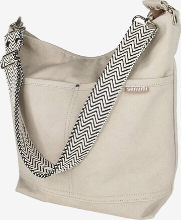 SANUMI Crossbody Bag 'Canvas Hobobag' in Grey: front