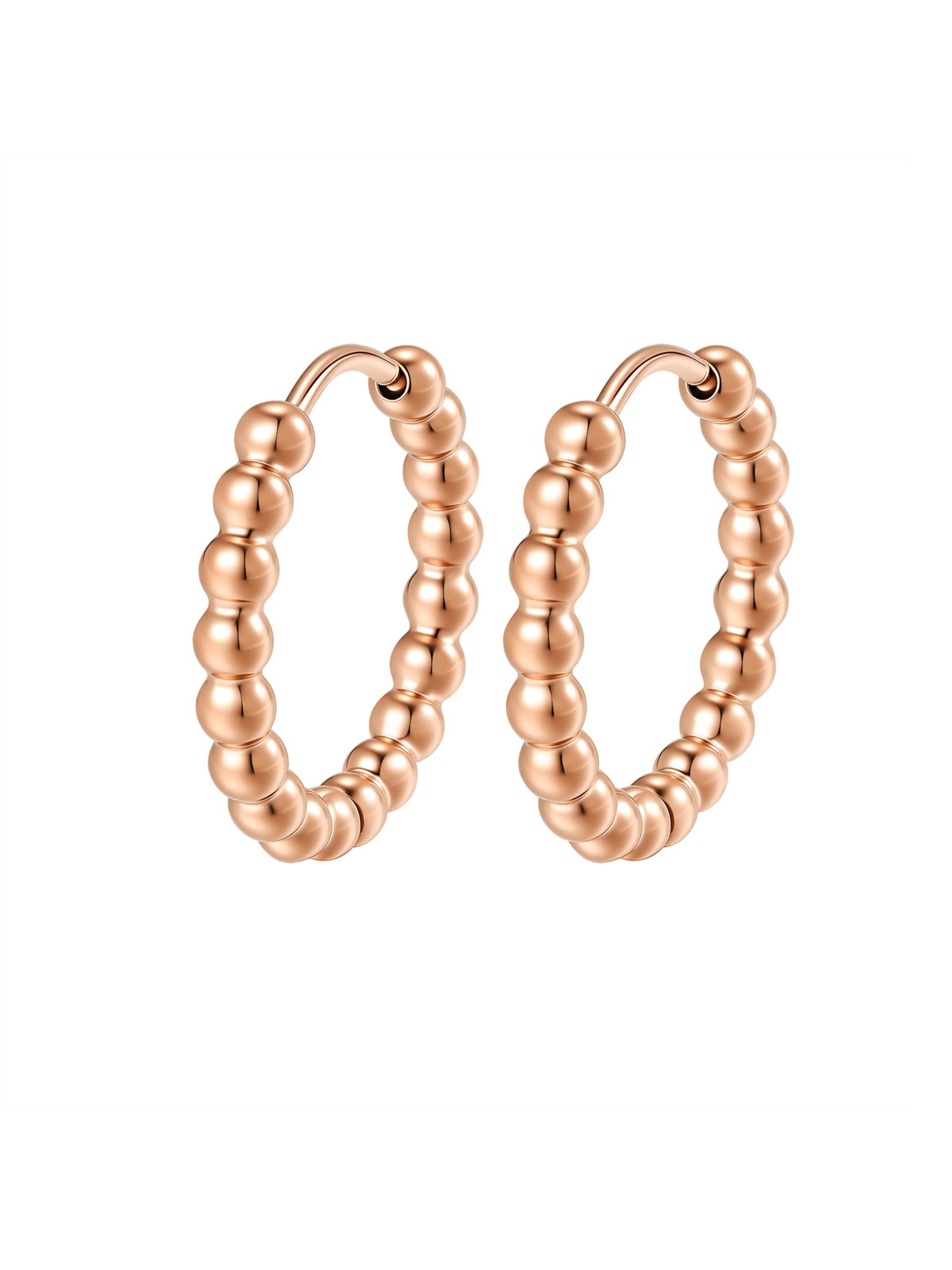 Orecchini 'Small Beaded Hoop' in One Size Hey Happiness di colore oro rosé, Visualizzazione prodotti