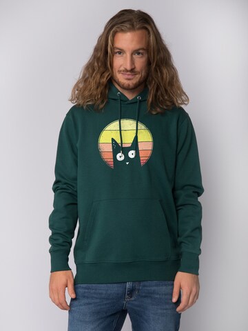 Sweat-shirt ' Sunset Cat ' Watapparel en vert : devant