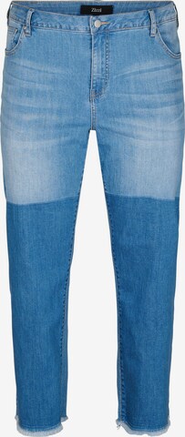 Zizzi Tapered Jeans 'STRAIGHT' in Blauw: voorkant