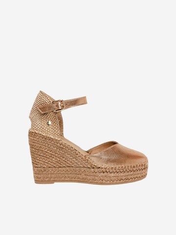 Alhamas Slingpumps 'Alpargata Cuña 10 cm Ante' in Grijs: voorkant
