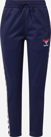 Hummel Tapered Workout Pants in Blue: front