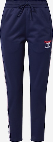 Hummel Tapered Workout Pants in Blue: front