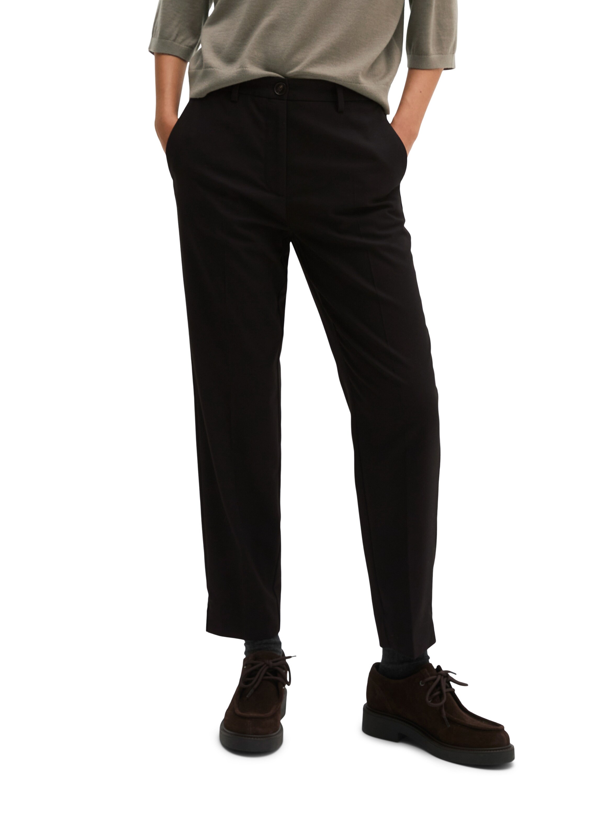 Marc O'Polo Slimfit Pantalon 'Malin' in Zwart: voorkant