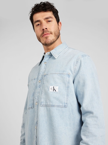 Calvin Klein Jeans Regular fit Button Up Shirt in Blue