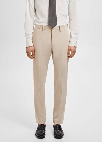 MANGO MAN Regular Pleated Pants 'Paris' in Beige: front