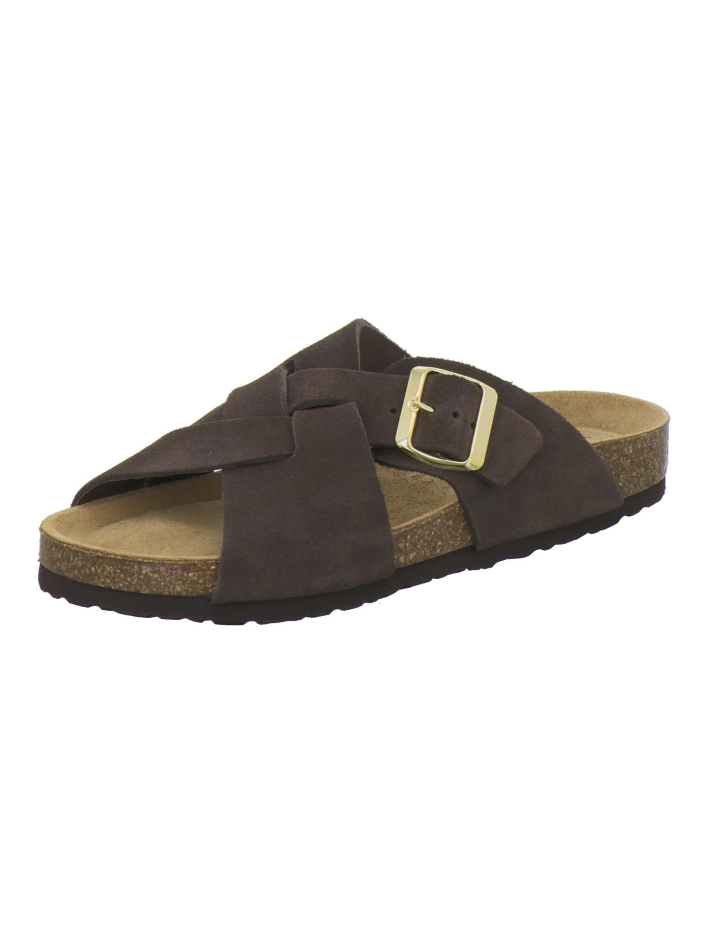 AFS-Schuhe Mules 'Pantoletten Damen Kreuzbandage espresso' in Brown: front