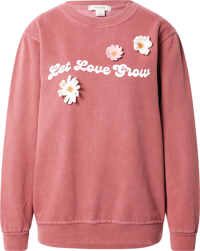 Oasis Sweatshirt 'Let Love Grow' in Himbeer Pastellpink QB9263