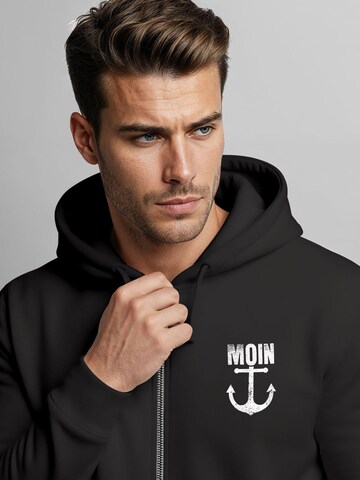 Neverless Sweatjacke 'Moin Anker' in Schwarz