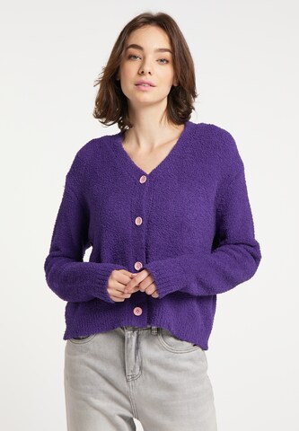 MYMO Knit Cardigan in Purple: front