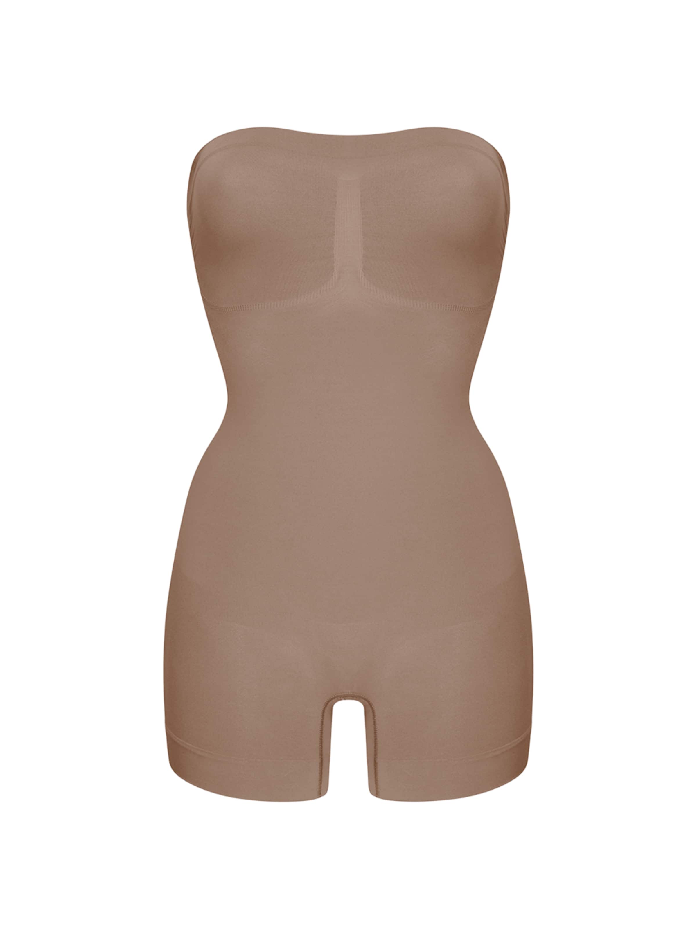 cfab (formerly creamy fabrics) Shapingbody 'Trägerloser Bodysuit Sculpting Shapewear mit Shorts'‌‌‌‌‌‌ in Braun: Vorderseite