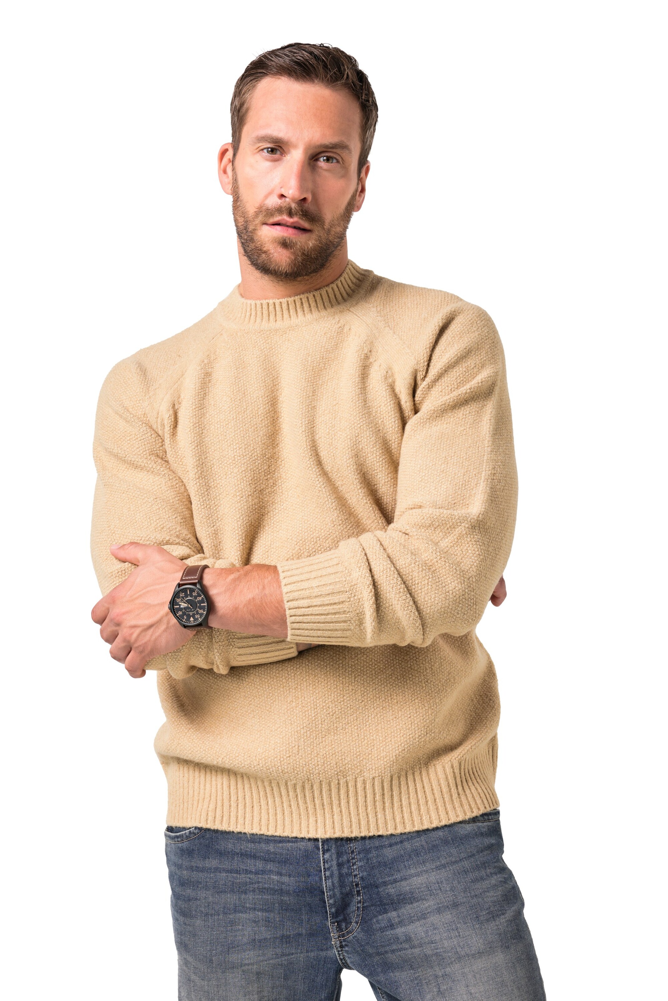 JP1880 Trui in Bruin: voorkant