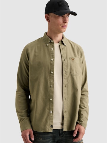 PME Legend Regular fit Overhemd 'Oxford shirt with garment-dye wash and button-down collar' in Groen: voorkant