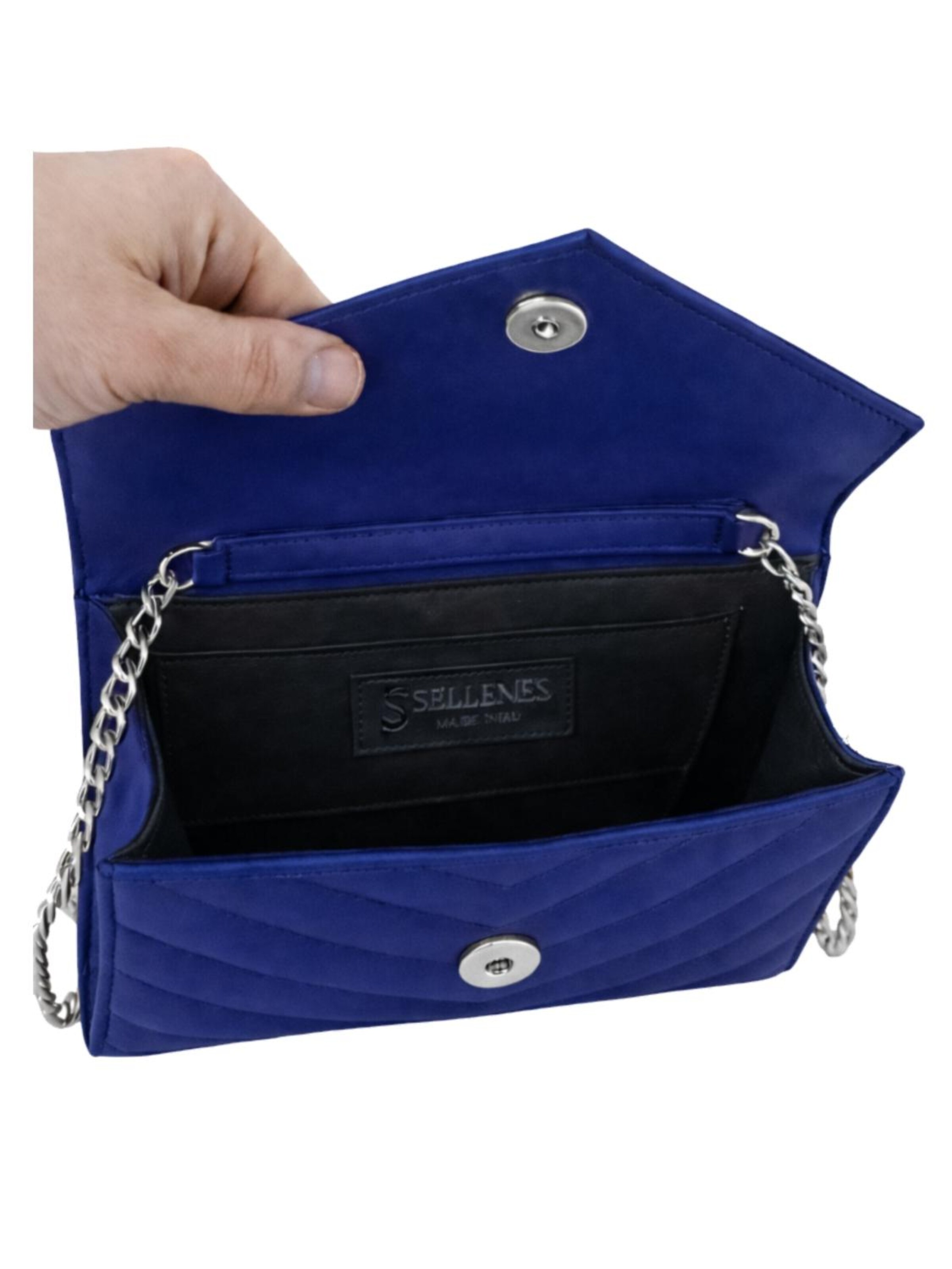 Pochette 'Val Blue Silver Clutch' di Sellenes in blu