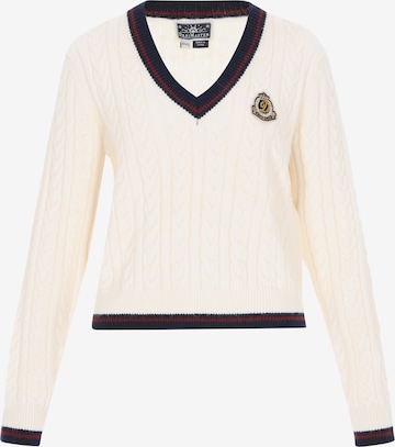 Pull-over DreiMaster Maritim en blanc : devant
