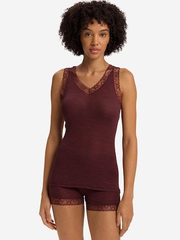 Haut ' Woolen Lace ' Hanro en marron : devant