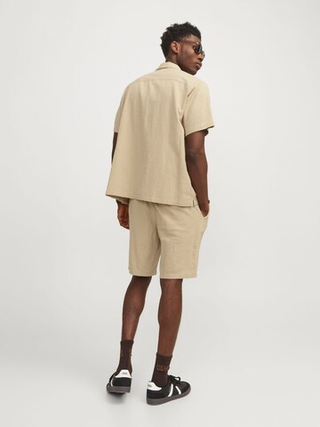 JACK & JONES Comfort fit Button Up Shirt 'JORLuke' in Beige