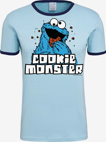 LOGOSHIRT Shirt 'Cookie Monster' in Blauw: voorkant