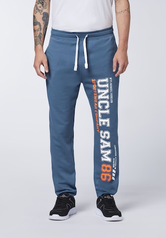 UNCLE SAM Tapered Pants in Blue: front