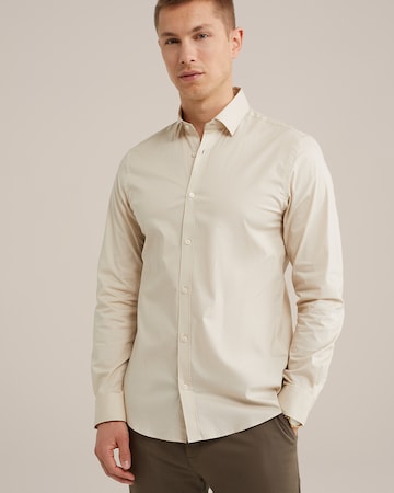 WE Fashion Slim fit Srajca | bež barva: sprednja stran
