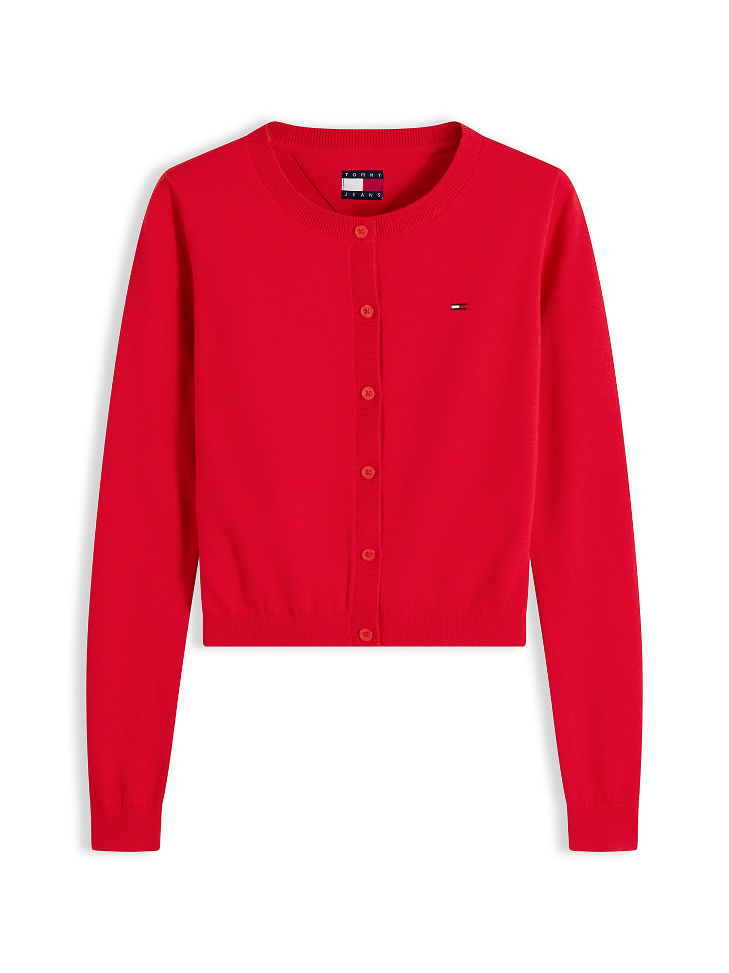 Tommy Jeans Strickjacke 'Essential' in Rot: Vorderseite