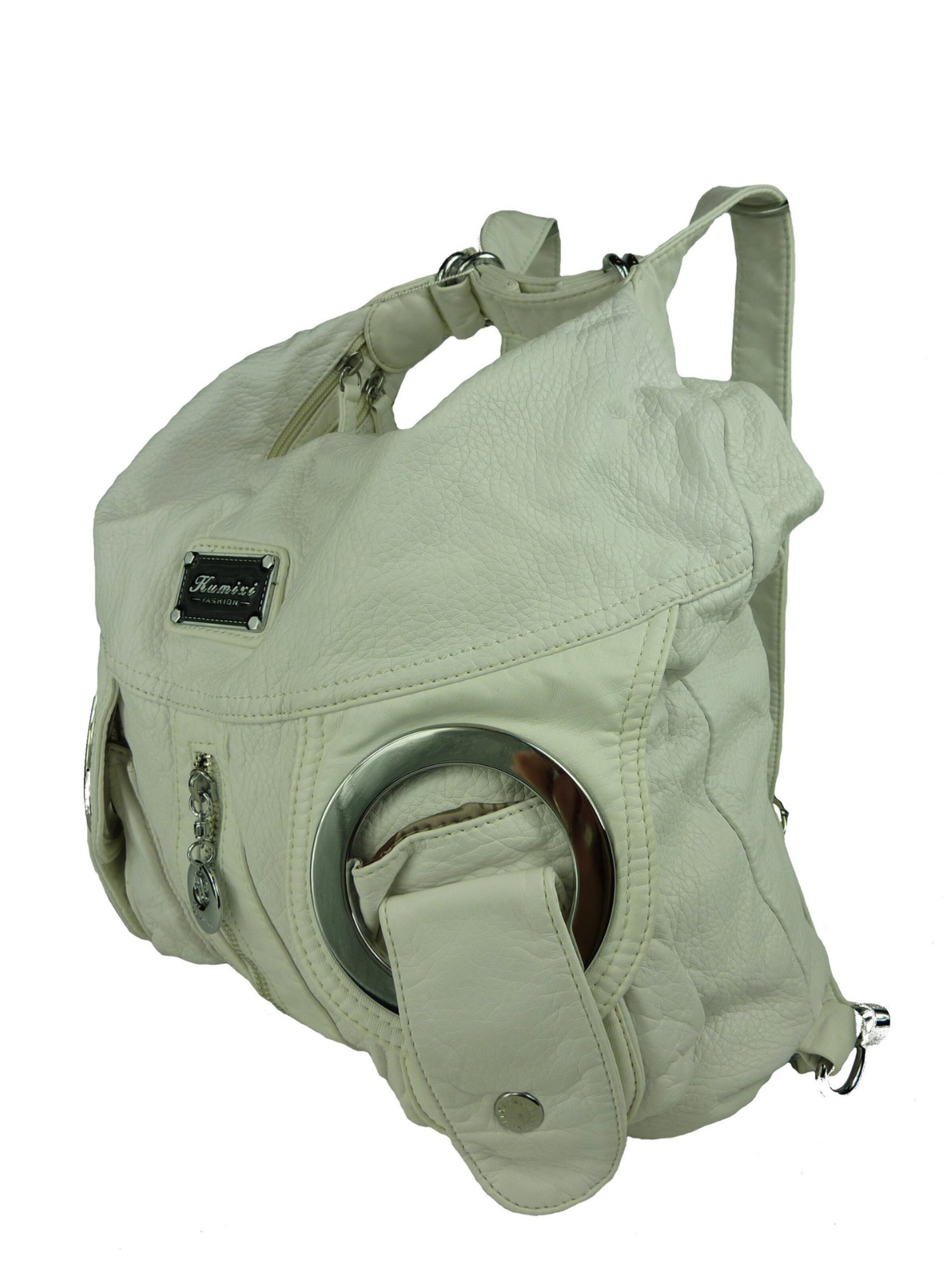 Kumixi Schultertasche '2in1 Rucksacktasche'‌‌‌‌‌‌‌‌‌‌ in Weiß: Vorderseite