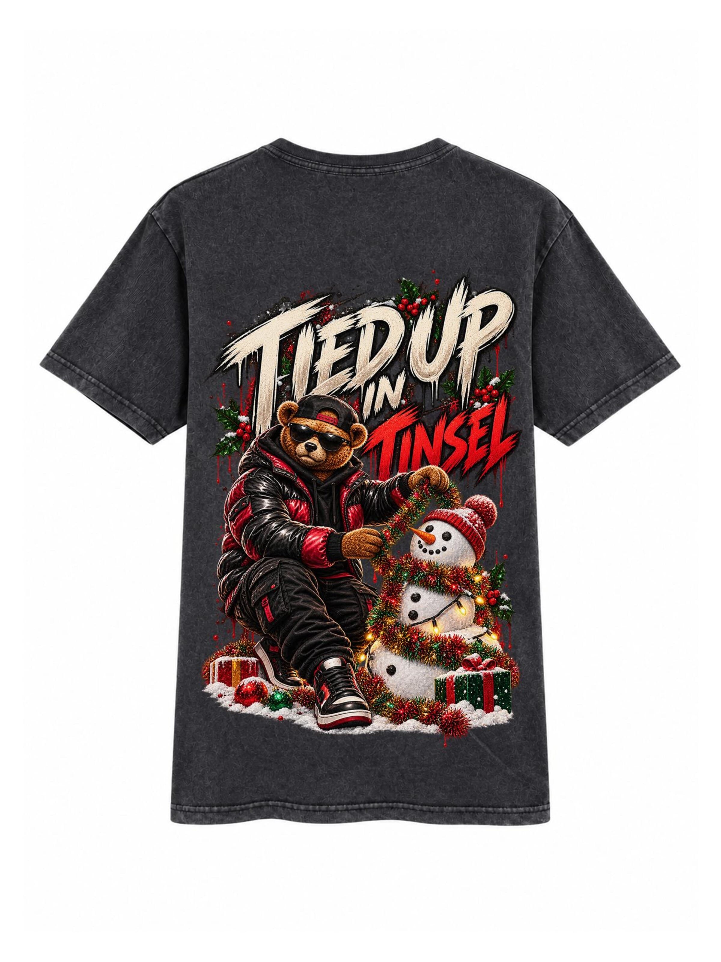 LUNØIR Studio Shirt 'BOSS Christmas Tinsel Party' in Black: front