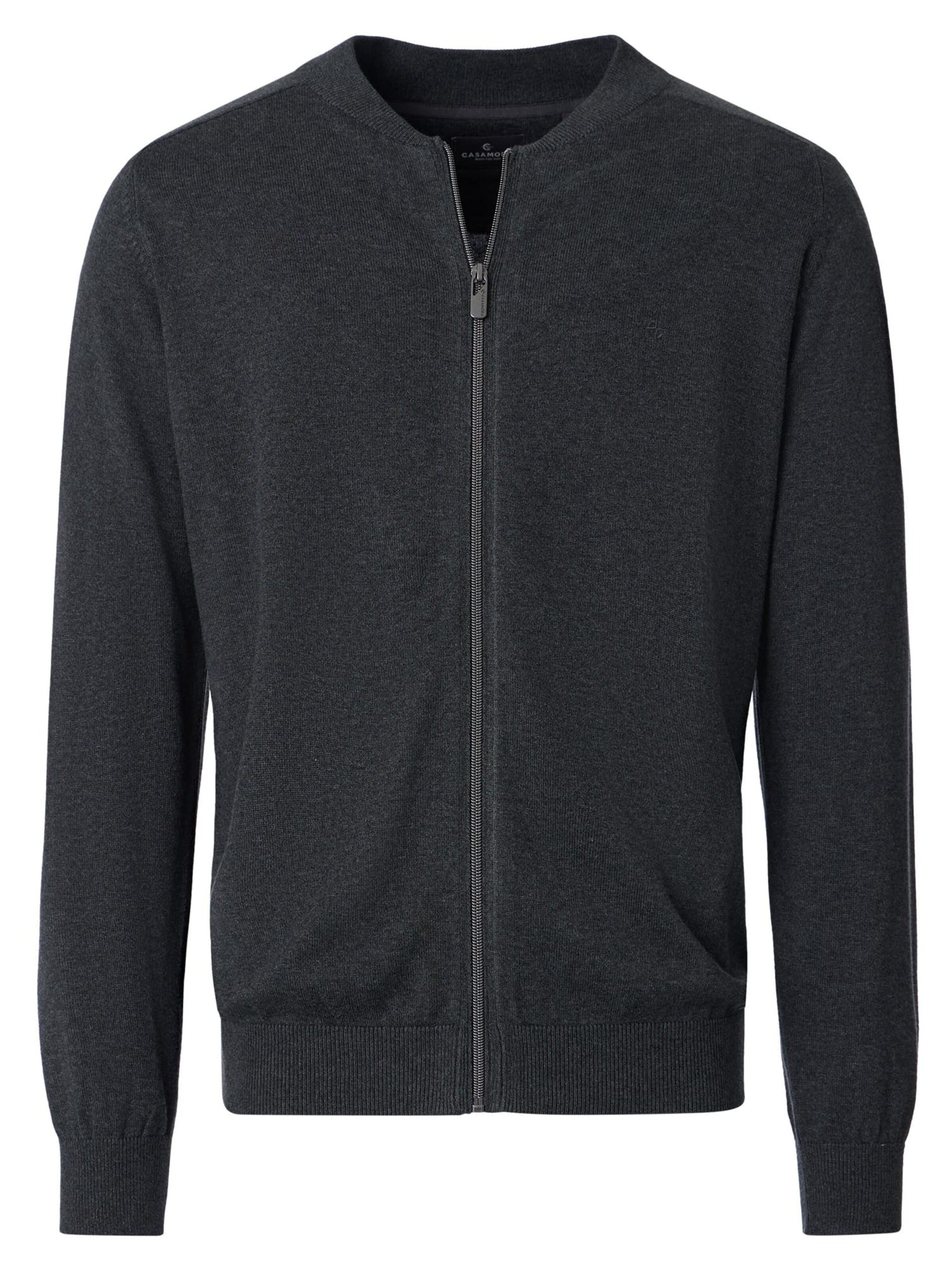CASAMODA Knit cardigan 'Basic' in Grey: front