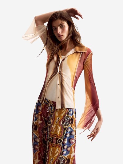 Camicia da donna in L Desigual di colore beige, Visualizzazione prodotti