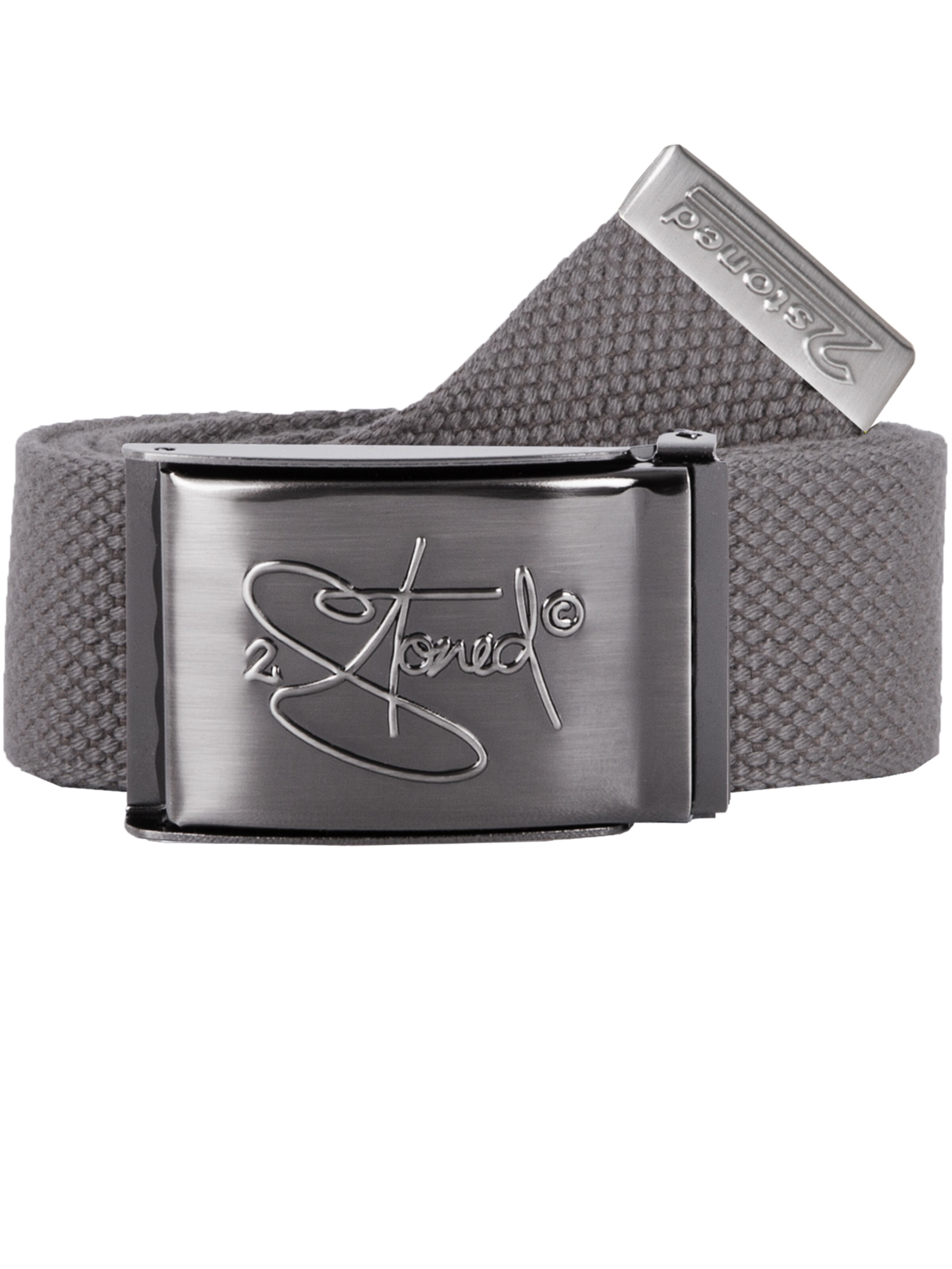 2Stoned Gürtel 'Classic Matt Embossed'‌‌‌‌‌‌‌‌‌‌ in Grau: Vorderseite