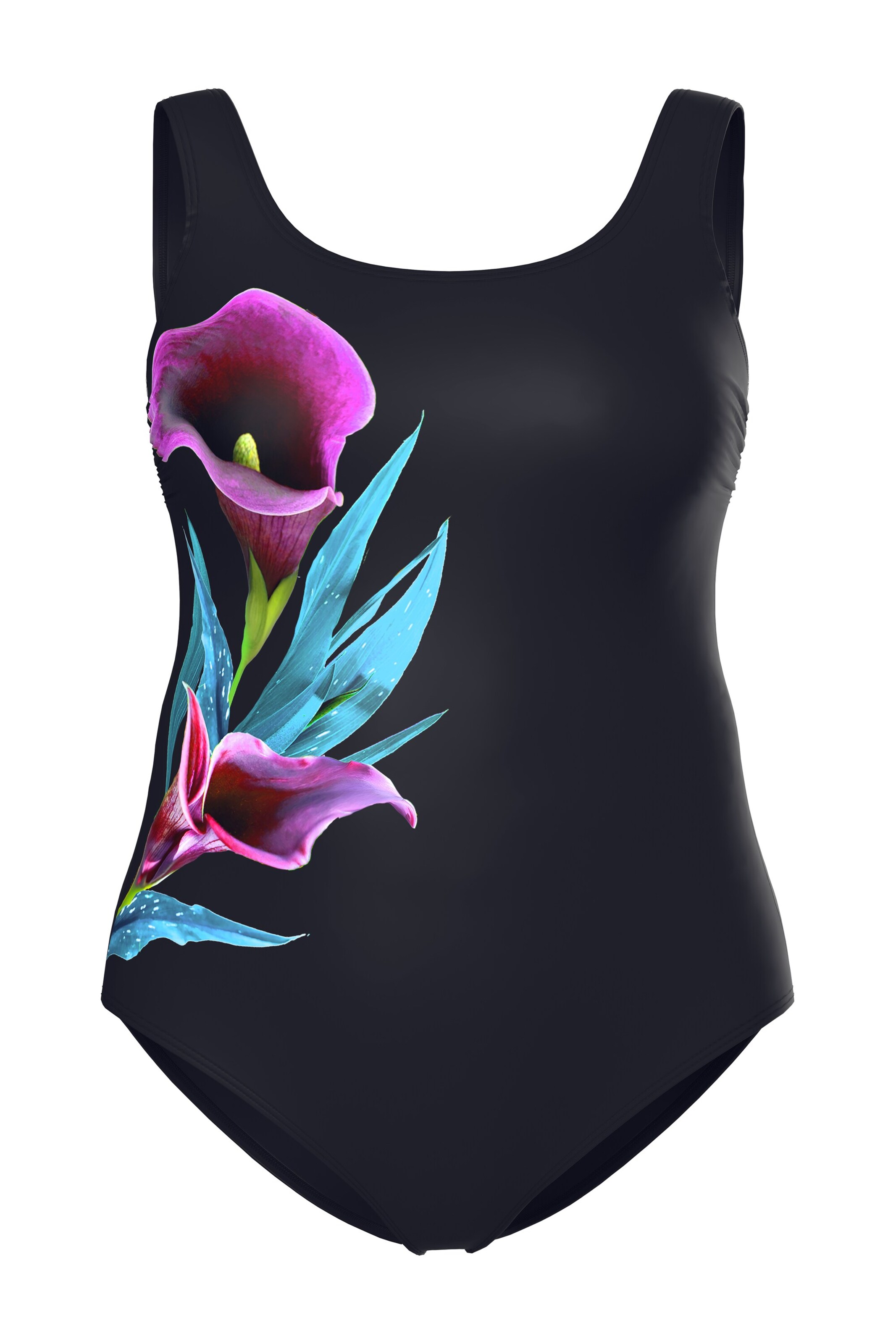 Ulla Popken T-shirt Swimsuit in Black: front