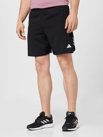 ADIDAS PERFORMANCE Regular Workout Pants 'Train Icons 3-Stripes ' in Black: front