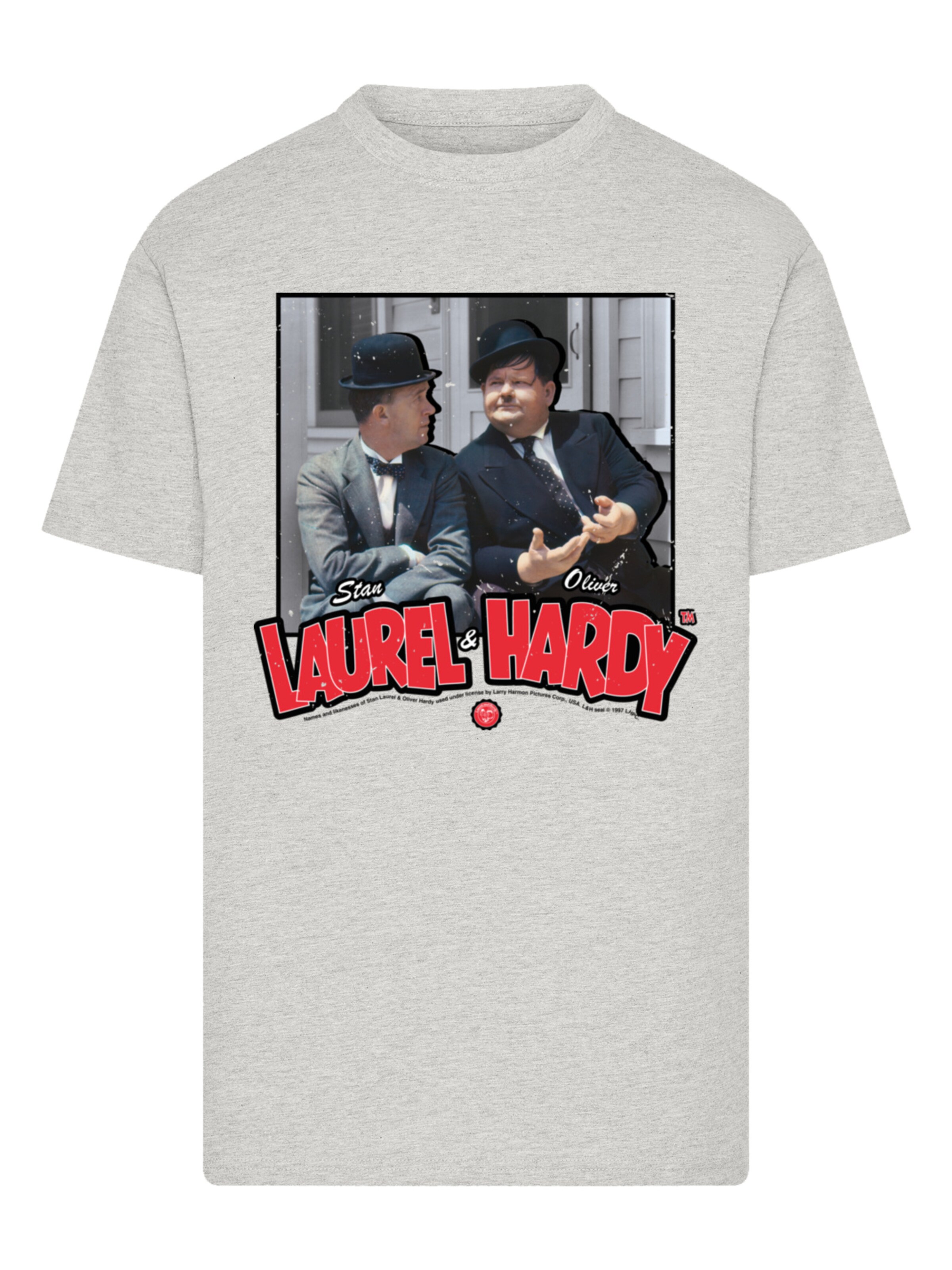T-Shirt 'Stan Laurel & Oliver Hardy Comedy Duo' F4NT4STIC en gris : devant
