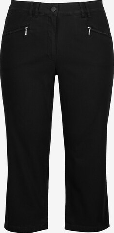 Coupe slim Pantalon 'Mony' Ulla Popken en noir : devant