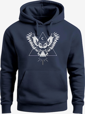 Neverless Sweatshirt 'Eule' in Blau: Vorderseite