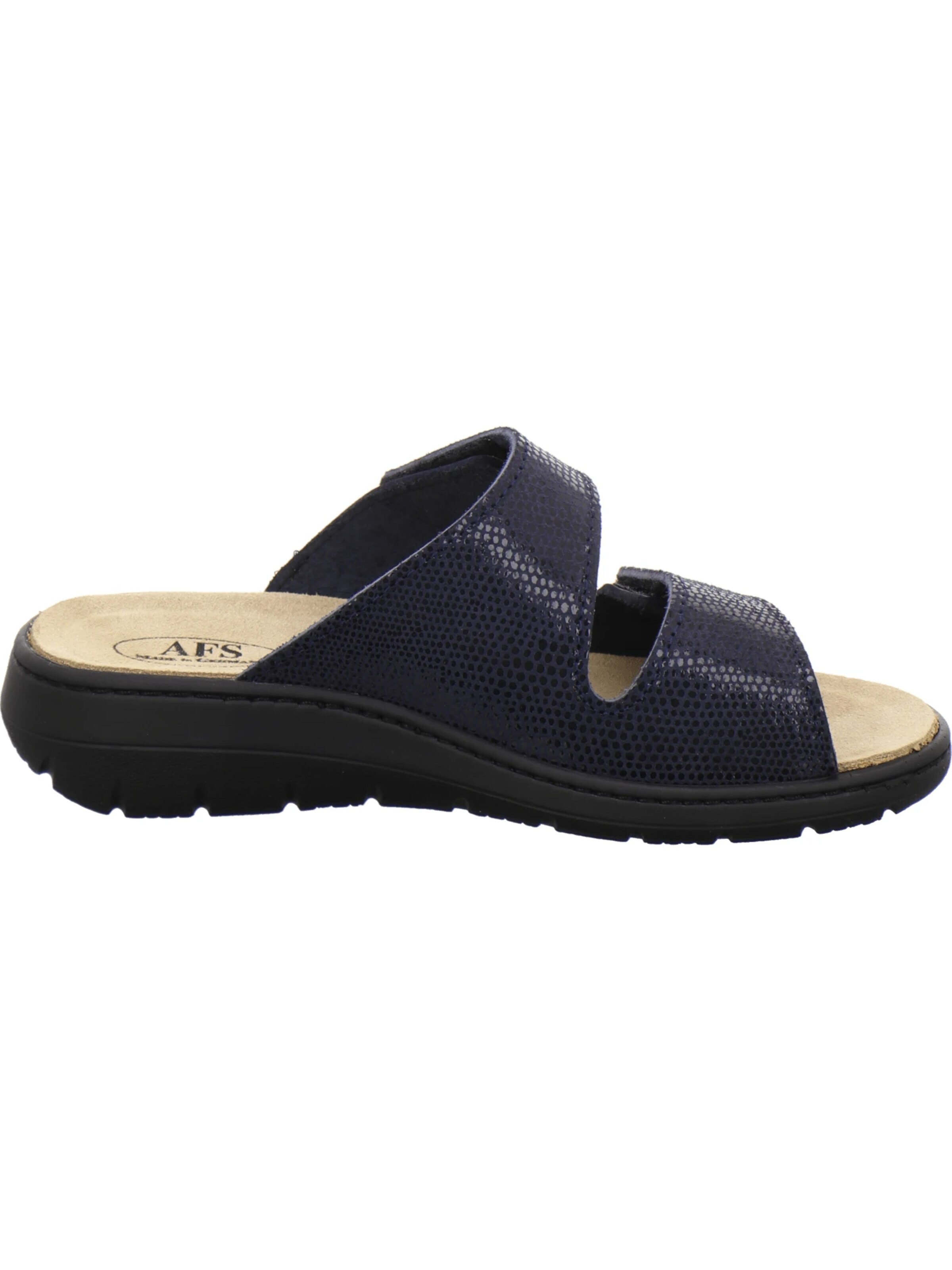 AFS-Schuhe - Zapatos abiertos 'Pantoletten Damen Wechselfußbett navy' en azul