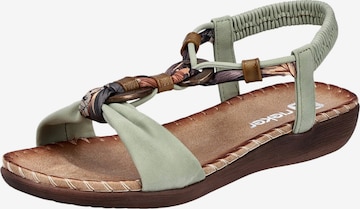 Rieker Sandals 'Nullah-Sandale mit Keilabsatz und Gummizug' in Green: front