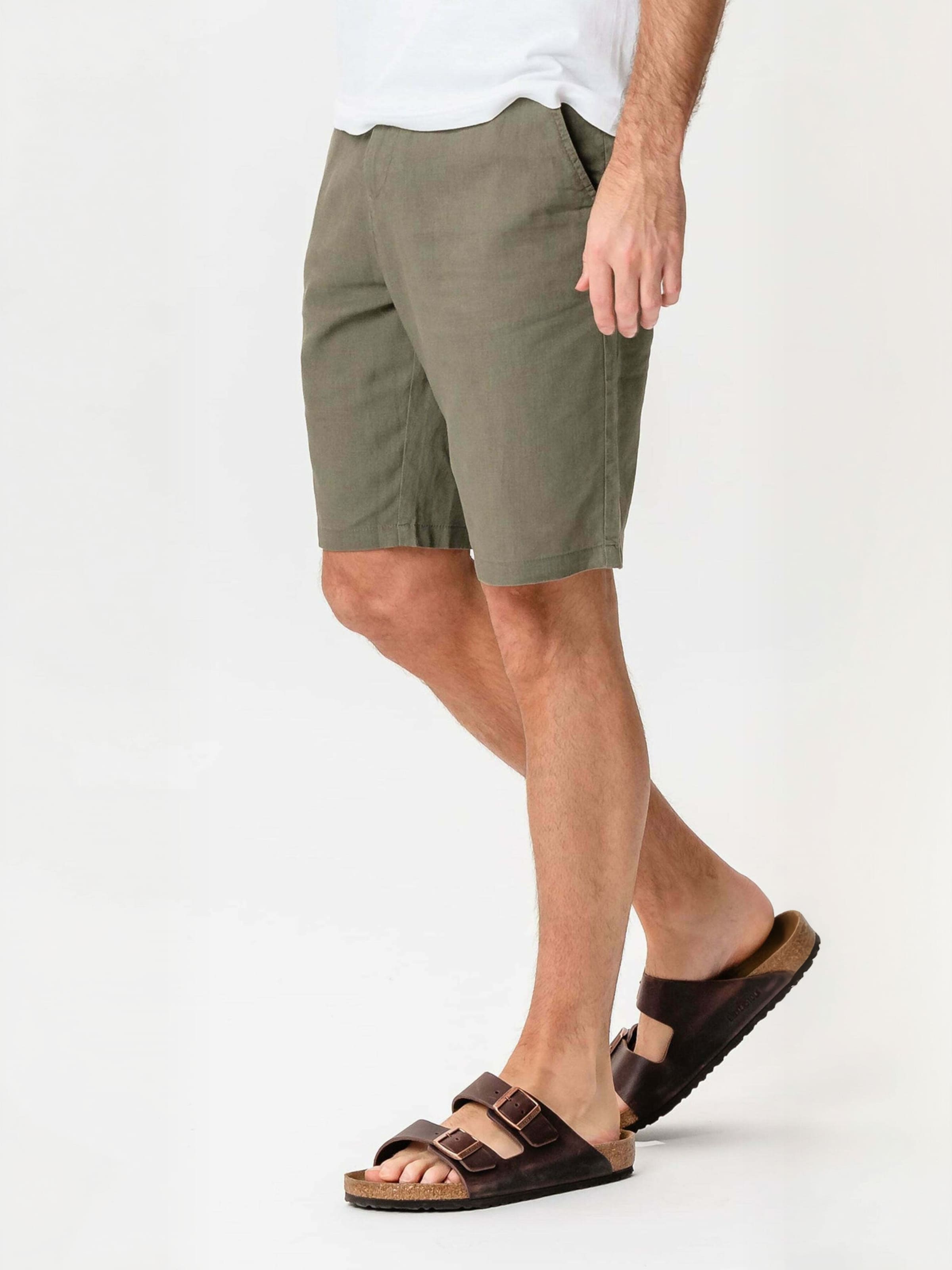Regular Pantalon ' Linen Blend ' TEESHOPPEN en vert