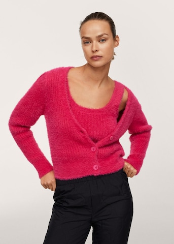 MANGO Knit Cardigan 'Olaf' in Pink: front