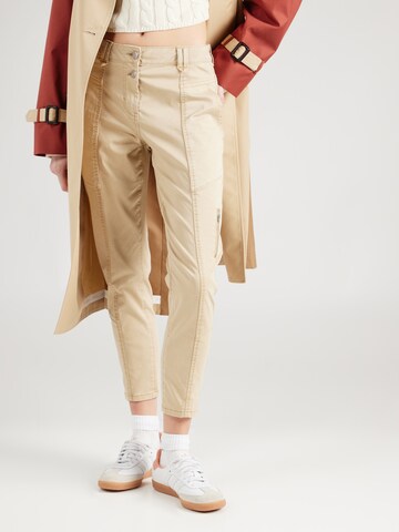 Coupe slim Pantalon TOM TAILOR en beige : devant