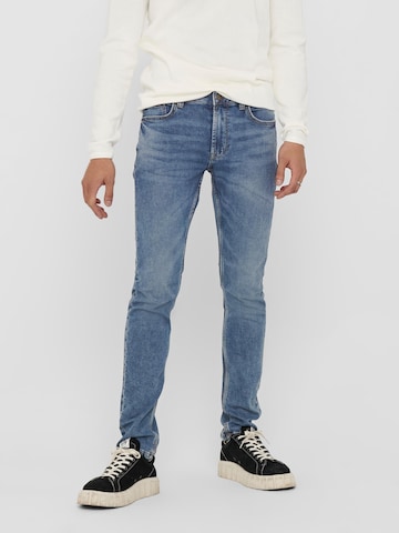 Slimfit Jeans 'Loom' de la Only & Sons pe albastru: față