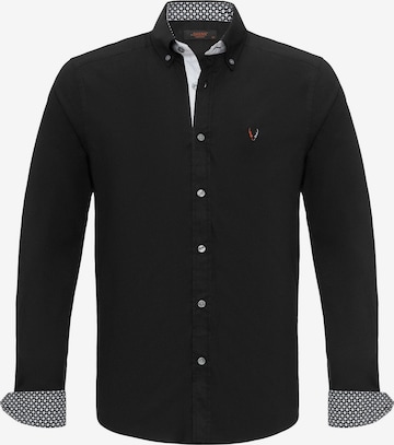 By Diess Collection Regular fit Button Up Shirt in Black: front