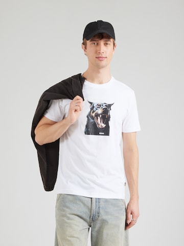 BOSS Тениска 'Dobermann' в бяло: отпред