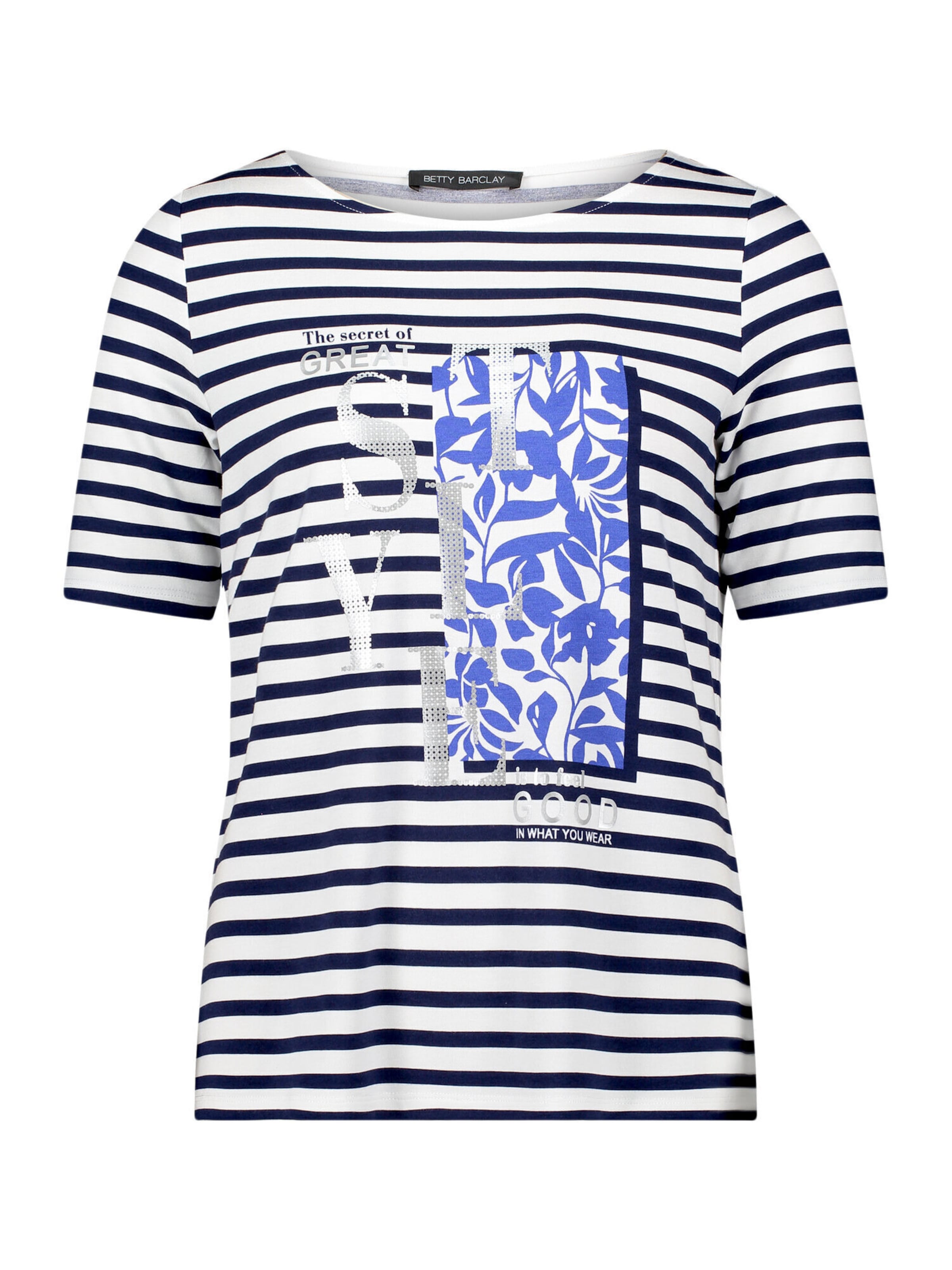 Betty Barclay T-shirt en S en bleu chiné / blanc, Vue avec produit