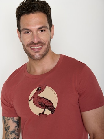GREENBOMB Shirt 'Guide Pelican Paradise' in Rood