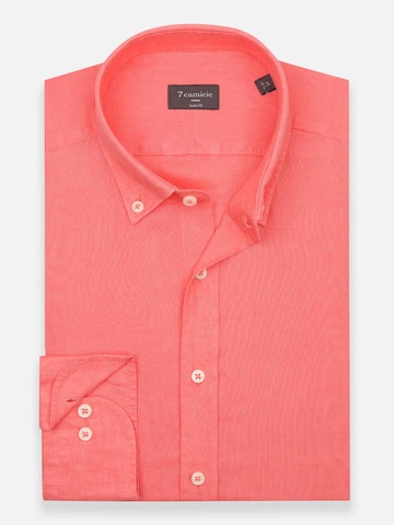 Camicia business 'Leonardo Linen Man Shirt' di 7Camicie in rosso: frontale