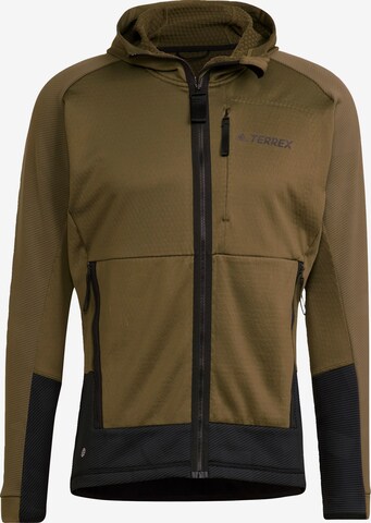 ADIDAS TERREX Athletic Fleece Jacket 'Tech Flooce' in Green: front