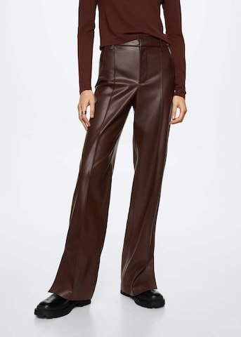 MANGO Loose fit Pleated Pants 'Maki' in Brown: front